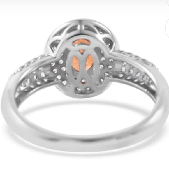 Genuine Spessartine Garnet & Zircon Ring in Platinum Over 925 Size 6! NEW - Picture 9 of 14